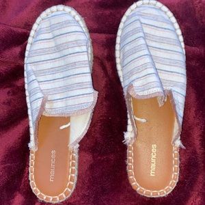 stripped blue and pink sandels